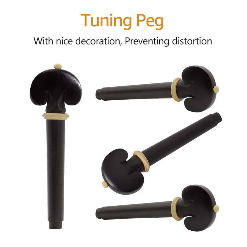 4/4 Violin Accessory Parts Set Ebony with Tailpiece Chin Rest