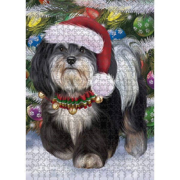 Christmas Trotting in The Snow Havanese Dog Jigsaw Puzzle for