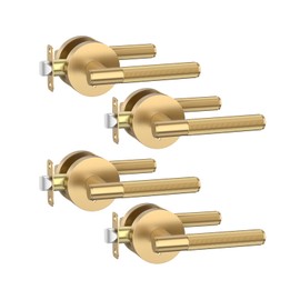 Asidrama 4 Pack Champagne Bronze Privacy Door Handles, Door Lever with Door Knobs Indoor for Bedroom or Bathroom, Heavy Duty Door Handles Interior with Locks for Left Right Sided Doors