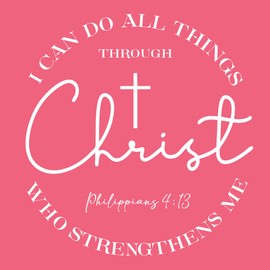 Feelin Good Tees I Can Do All Things Through Christ Faith Bible Verse T Shirt XL Coral