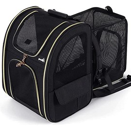 Pecute Cat Backpack Carrier, Dog Carrier Backpack Expandable with Breathable Mesh for Small Dogs Cats, Dog Backpack Bag for Hiking Travel Camping Hold Pets Up to 18 Lbs
