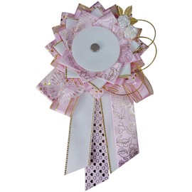 YUYAKESHI Can Badge Rosette Pain Bag Handmade Ribbon Pain Bag Decoration Accessory Garland Rosette Butterfly Flower Decoration Long Tail for 2.2 - 3.0 inches (55-75 mm) Badge, Ribbon Magnet