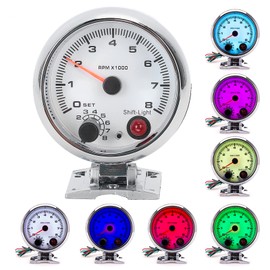 Car Tachometer 3.75in 0‑8000 RPM 7 Color Background Lights Tacho Gauge for 4/6/8 Cylinder 12V Gasoline‑Powered Vehicles
