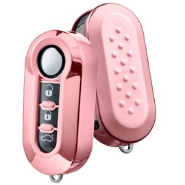 OATSBASF Car Key Case for Fiat, Key Case Suitable for Fiat Lancia, Key Box Cover, 3 Buttons (Pink)