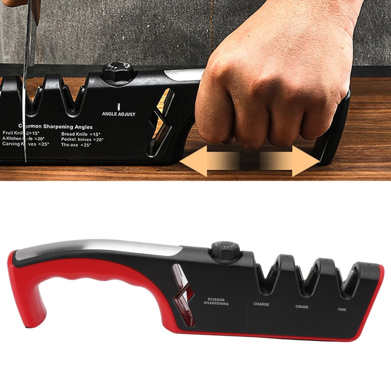 Knife Sharpener Diamond Black Ergonomic Multifunctional Adjustable 3 Stages Kitchen