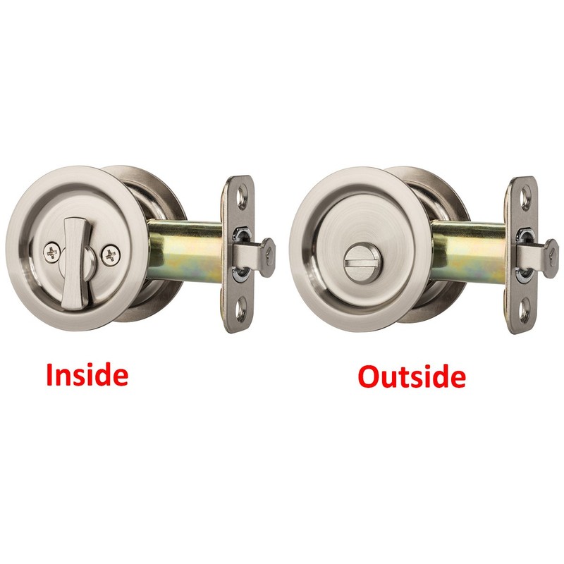 Dynasty Hardware Pocket Door Latch, Round Sliding Handle for Bathroom