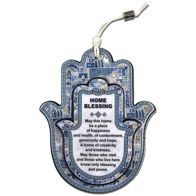 TALISMAN4U Hamsa Wall Decor Home Blessing Jerusalem Blue Oriental Design