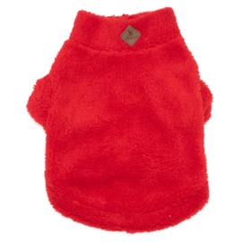 The Worthy Dog Solid Fleece Quarter Zip Pullover, Warm Pullover Fleece Dog Sweater, Winter Dog Clothes - XL, Red