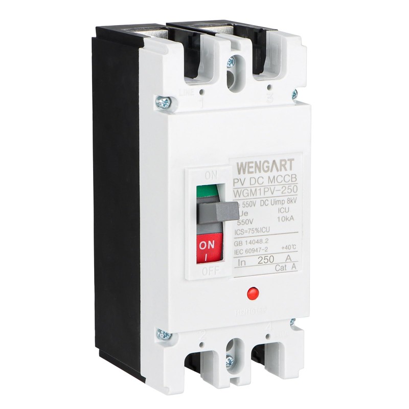 Wengart MCCB Circuit Breaker WGM1PV-250,DC500V 250Amp,2P DC Circuit Breaker for