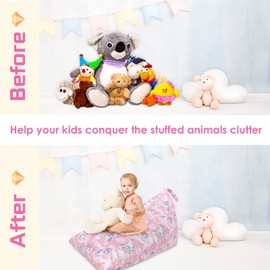 Decalsweet Kids Bean Bag - COVER ONLY - Large Stuffed Animal Storage Bean Bag for Kids Girls Toddler,No Filling-Unicorn Pink