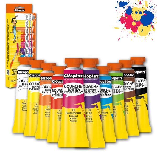 Cléopâtre en Blister 10 Gouache in Tuben 10 ml, Mehrfarbig,