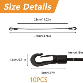MOROBOR 14 Inch Bungee Cords with Hooks,10pcs Small Bungee Cords Black Bungee Straps Elastic Bungee Ties for Outdoor Tarp Covers Canvas Canopies Motorcycle Accessories