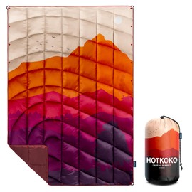 hotkoko Puffy Camping Blanket,Camping Blankets for Cold Weather Packable Puffy Blanket for Outdoor Camping,Traveling, Stadium, Hiking, Picnics 52x75 inches