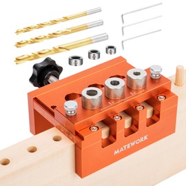 Dowel Jig, Adjustable Width Doweling Jig for Woodworking, Biscuit Joiner with Imperial Side Scales for Centering, Drill Guide for Straight Holes Dowel Jig Kit with 3 Drill Bits & 3 Stop Rings