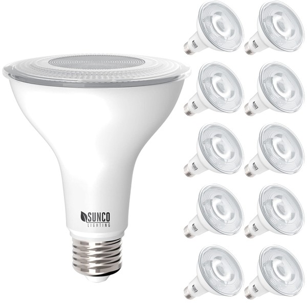 Sunco 10 Pack PAR30 LED Bulbs, Flood Light Outdoor Indoor 90W Equivalent 11W, Dimmable, 5000K Daylight, 850 LM, E26 Base, Exterior, Wet-Rated, Super Bright, IP65 Waterproof - UL Energy Star
