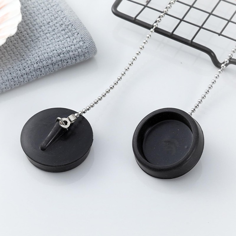 Pack of 2 Rubber Drain Plugs, Sink Plugs, Kitchen Bathroom