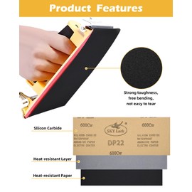 16Pcs 23x9.3cm Waterproof Sandpaper for Woodworking 80/120/180/240/320/400/600/1000 Grit Sanding Sheet, 9x3.6 Inch Wet Dry Sanding Paper for Home DIY, Crafts, Automotive