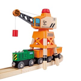 Hape Eisenbahn Spielset mit Kran, drehbarem Kipper und Ladung, ab 3 Jahren
