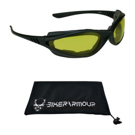 Bikershades Motorcycle Biker Safety Sunglass Night Yellow Lens Foam Padded Men Wind Dust Resistant