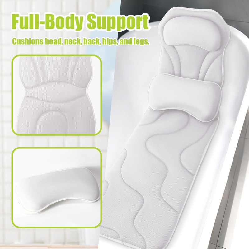 Full Body Bath Pillow for Tub - Extra Long &