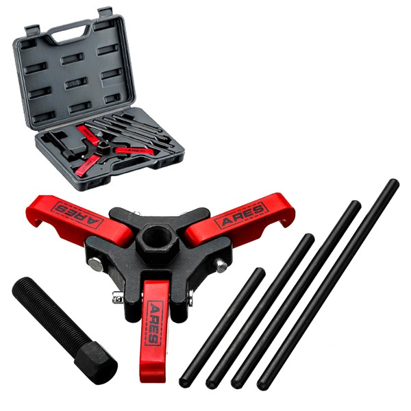 ARES 71002 - Harmonic Balancer Puller Set - Remove Damper Pulleys in Tight Engine Compartments Without Removing The Radiator - Storage Case Included