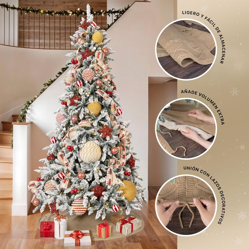 ESQUIMAL Pie de Árbol de Navidad Tejido Tipo Lana, Falda