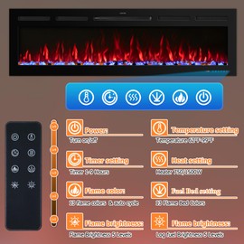 Velaychimney 33" Smart WiFi Electric Fireplace Insert, 13 Flame & Fuel Bed with Automatic Cycle, Fireplace Heater with APP Control & Thermostat, Timer, Recessed and Wall Mounted