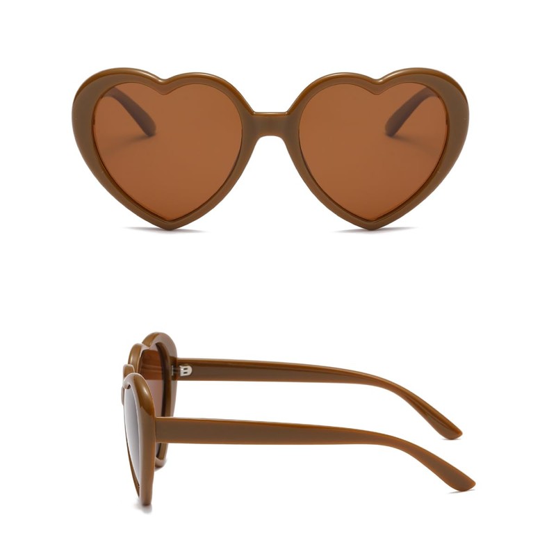 WDZAYXC Polarized Oversized Heart Retro Sunglasses Cute Eyewear UV400 Protection(Tea/Tea)