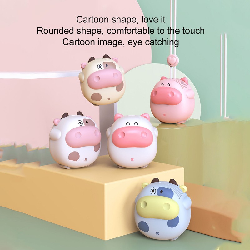 Mini Hanging Neck Fan USB Rechargeable Bladeless Cartoon Cow Shape