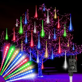 LAMPHOME Christmas Lights Outdoor,12-inch LED Meteor Shower Icicle Lights, 10 Tubes 240 LED String Lights. Waterproof Plug, Shower Rain for Xmas Tree Yard House Decor Multi-Colored