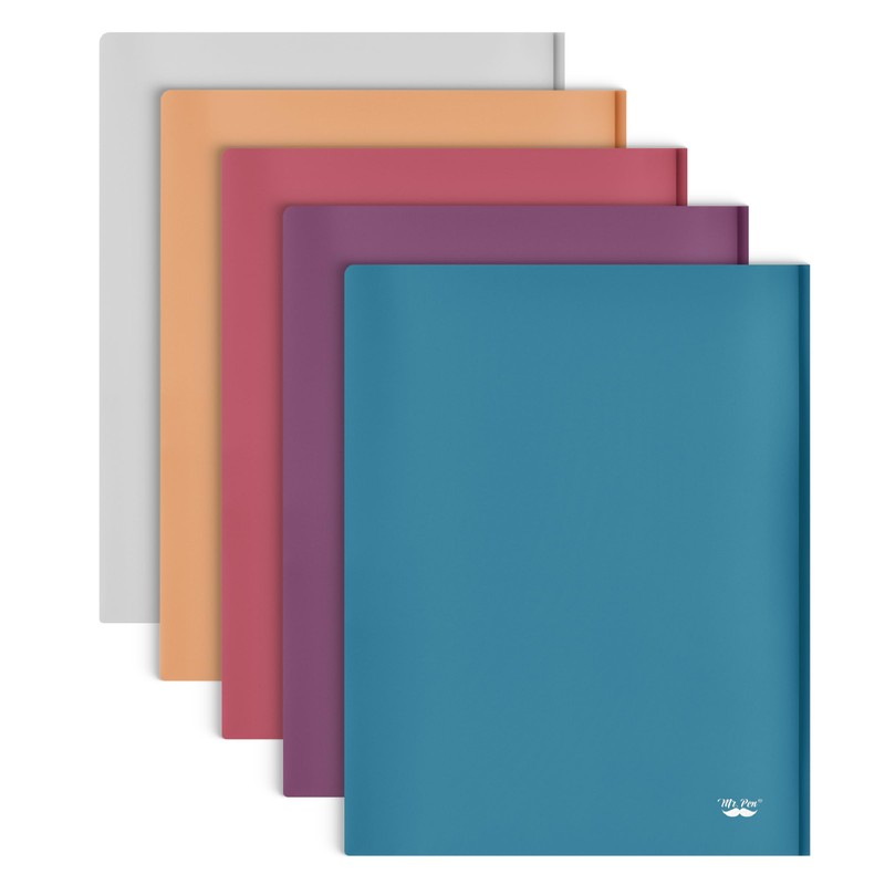 Mr. Pen- Plastic Folders with Pockets and Prong, 5 Pack,