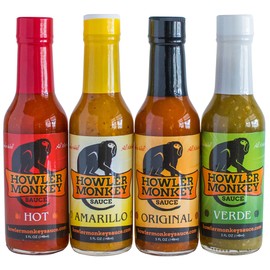 Howler Monkey - Sauce Combo - Original, Amarillo, Verde, Hot Flavors - Panamanian-Style Aji Chombo Hot Sauce - Gluten-Free - 5 oz (4-Pack)