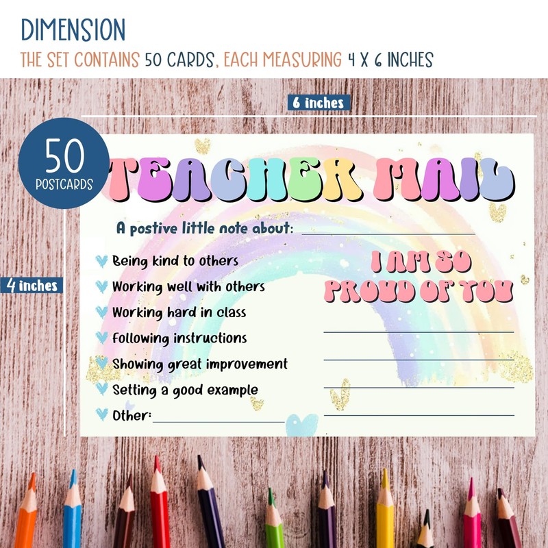 Watercolor Rainbow Teacher Mail Incentive Cards
