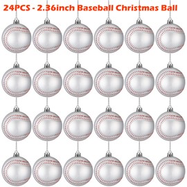 24PCS - 2.36inch Baseball Christmas Ball, Sports Ornaments - for Collection Sports Theme Christmas Tree Decor, for Home Xmas Tree Party Decor (Baseball)