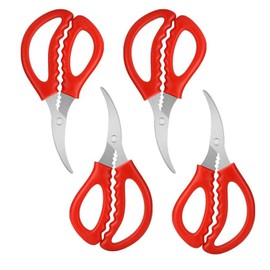 Calary 4Pcs Seafood Scissors Crab Scissors Seafood Shears Multifunctional Crab Leg Crackers and Tools