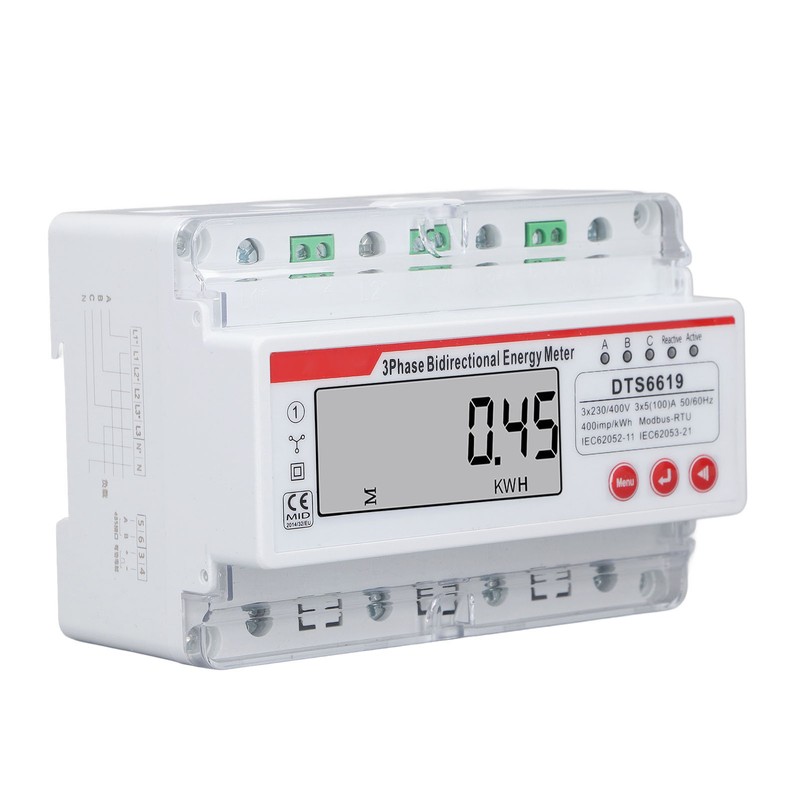 3 Phase 4 Wire Energy Meter LCD Display Multifunctional Button
