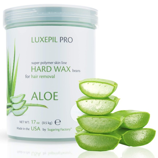 Aloe Vera Hard Wax Beads for Hair Removal - All-Natural Painless Wax for Face, Bikini, Armpit, Legs, Arms, Chest, Upper Lip - Easy to Use, Fast-Melting Body Wax - 17 oz