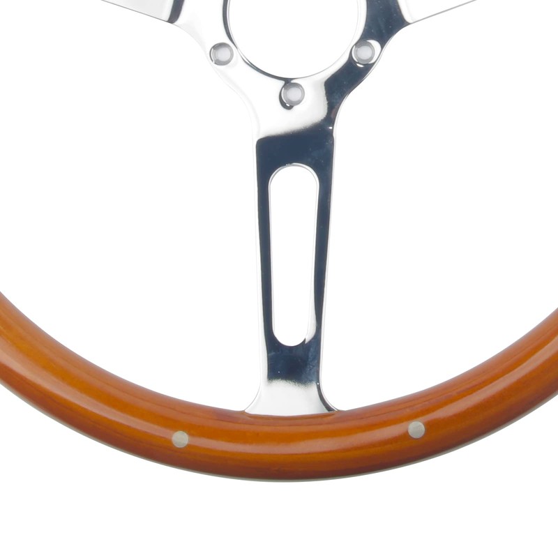 MR HELLO 15" Inch Classic Wood Grain Grip Steering Wheel