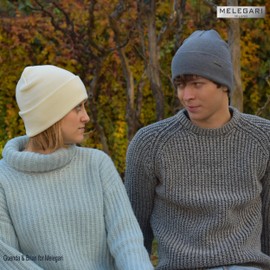 MELEGARI Torino Beanie Hat Pure Merino Wool Extrafine Made in Italy, black