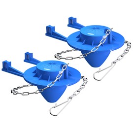 2-Pack Universal 2" Toilet Flapper Replacement Kit - Durable Rubber & Stainless Steel Chain (Blue)