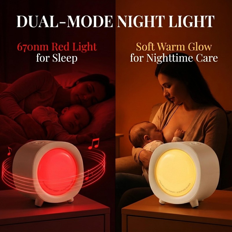 Sleep Sound Machine with 670nm Red Light, Warm Light, 20