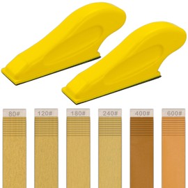 Finger Sander for Crafts, 2 Pack Mini Micro Gator Sander for Crafts with 60 Sheets 3.5 x 1 Inch Sandpaper 80 120 180 240 400 600 Grit Sanding for DIY Wood Finishing Tight Narrow Spaces Polishing