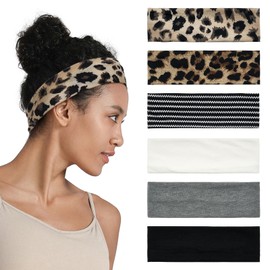 QIUTIMIY Headbands for Women Non Slip - 6 Pack Soft Stretchy Cotton Hair Bands for Women’s Hair – Fashion Sports Headbands for Yoga, Workout, Running, Gym, Daily Wear（Style 4）
