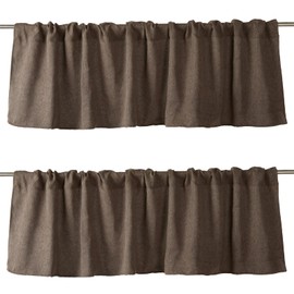 2 Pack Burlap Window Valances 16" x 56" Farmhouse Style Window Treatment Decor Curtains Rod Pocket Valances for Kitchen/Living Room (Coffee)