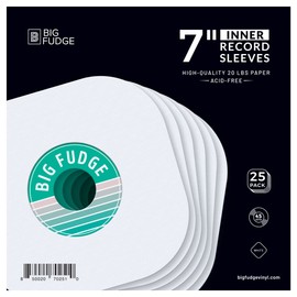 BIG FUDGE Vinyl Record Inner Sleeves 25x | Made from Heavyweight & Acid Free Paper | Album Covers with Round Corners for Easy Insert | Slim Record Jackets to Protect Your LPs & Singles | 7"