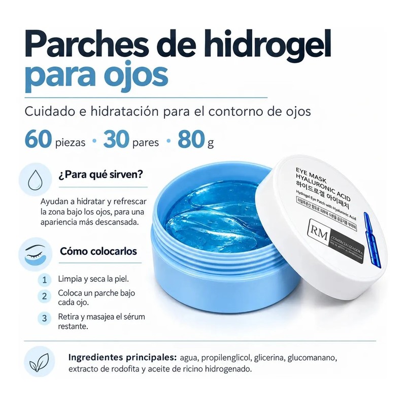 60 Parches De Hydrogel De Ojos Rejuvenecimiento Quita Ojeras Tipo