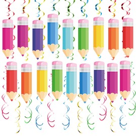 30PCS Back to School Hanging Swirls Decorations Colorful Crayon Ceiling Hanging Decor Welcome Back to School Pencil Party Decorations for First Day of School Preschool Elementary Party Supplies