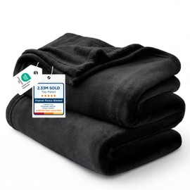 Bedsure GentleSoft Twin XL Fleece Blanket Dorm Bedding - Lightweight Soft Cozy Blankets for Bed, Sofa, Couch, Travel, Camping, Black, 66"x90"