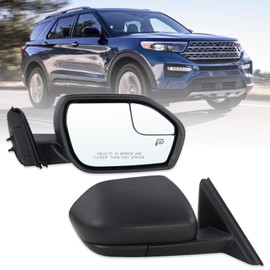 Lqito Right Passenger Side Mirror Compatible With 2020 2021 2022 2023 2024 2025 Ford Explorer With Manual Folding Power Glass Heated Matte Black Replace#LB5Z17682ZD(5Pins)