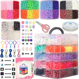 LIS HEGENSA Pony Beads Bulk,Kandi Beads for Necklace Jewelry Making Hair Braiding,Bracelets Making Kits,Hair Bead,Bracelet Beads,Plastic Beads for Crafts Braids Girls (27 Color,6400PCS)